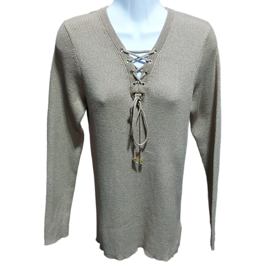 Michael Kors Women's Glimmering Gold Sweater Size Medium EUC